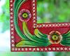 Hand Carved Wooden Jharokha Wall Decor: Bright Painted Flower Design Indian Frame
