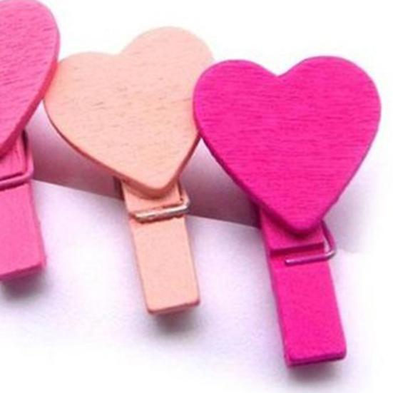 12Pcs Mini Heart Love Wooden Clothes Photo Paper Peg Pin Clothespin Craft Clips