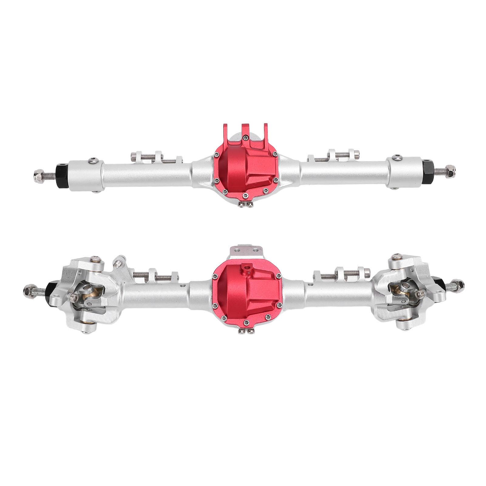 

RC Axle Assembly Set Aluminum Alloy Front and Rear Axle for SCX10 II 90046 90047 1/10 RC Crawler Upgrade Parts Silver and Red