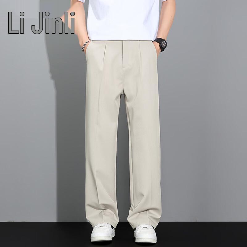 Men s Casual Straight-Leg Elastic Summer Trousers M