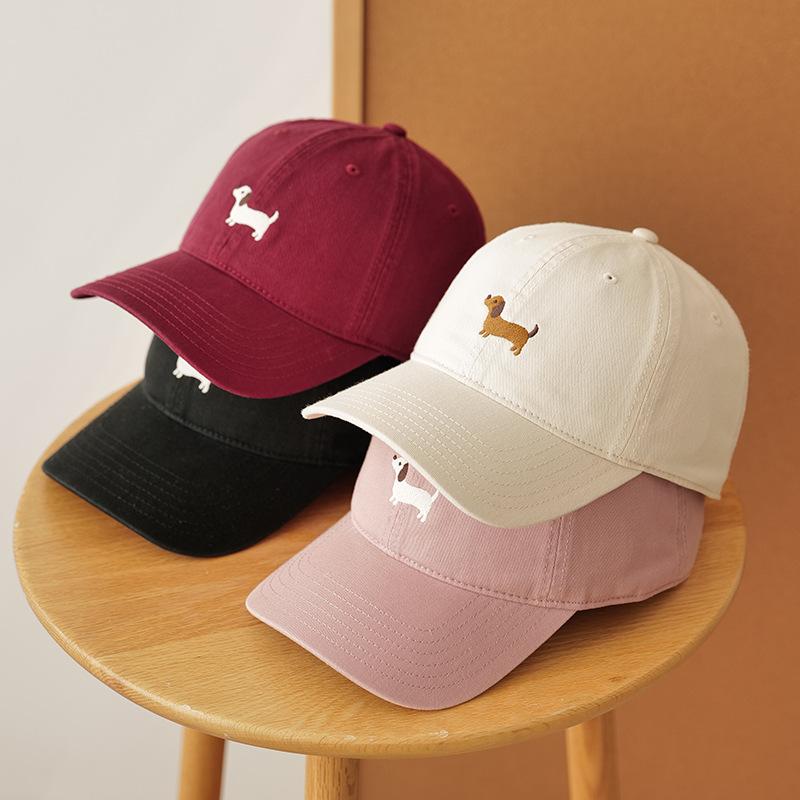 Dachshund Embroidery Baseball Hat Soft Big head circumference small face sunshade hat Suitable for Daily Leisure