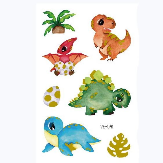 Dinosaur Tattoo Stickers Cartoon Bronzing Fake Temporary Tattoo Stickers for Kids Boy Girl Face Arm Body Art Stickers Toys