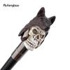 White Resin Wolf Hat Skull Head Walking Cane Fashion Decorative Steel Stick Gentleman Elegant Cosplay Cane Knob Crosier 93cm