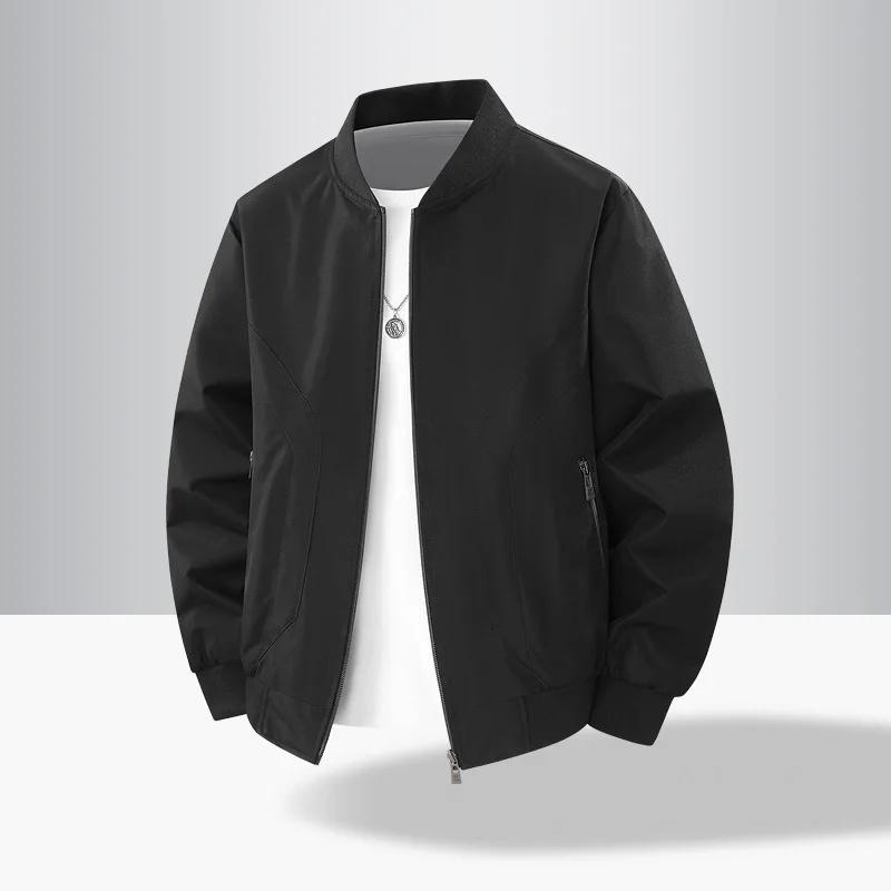 Spring Autumn Men's Baseball Collar Jacket Casual Loose Fashion Vintage Bomber Outerwear Men