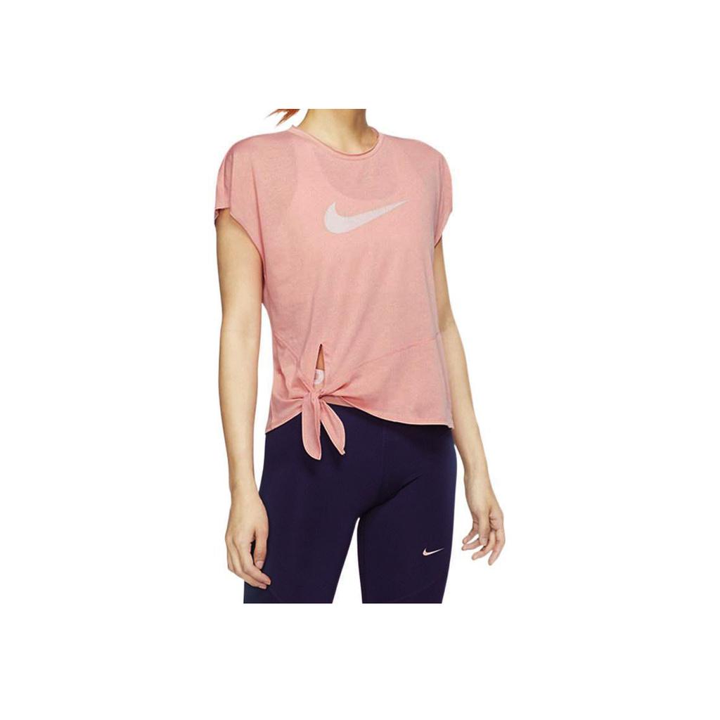 Nike Solid Color Logo Round Neck Breathable Short Sleeve T-Shirt Women Tops Pink CV7247-606