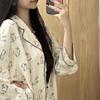 Autumn Ice Silk Luxury Women's Pajamas Lapel Cardigan Home Clothes for Women Cute Rabbit Printing Princess Home Wear