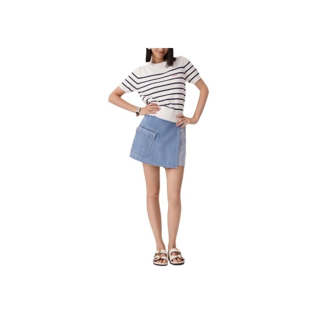Levis Striped Casual Comfortable Knit Crew Neck Short Sleeve T-Shirt Women T-Shirts 0051J-0001