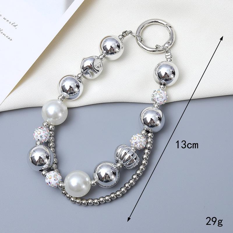 New Pearl Bow Beaded Pendant Phone Case Charm Wrist Strap Lanyard