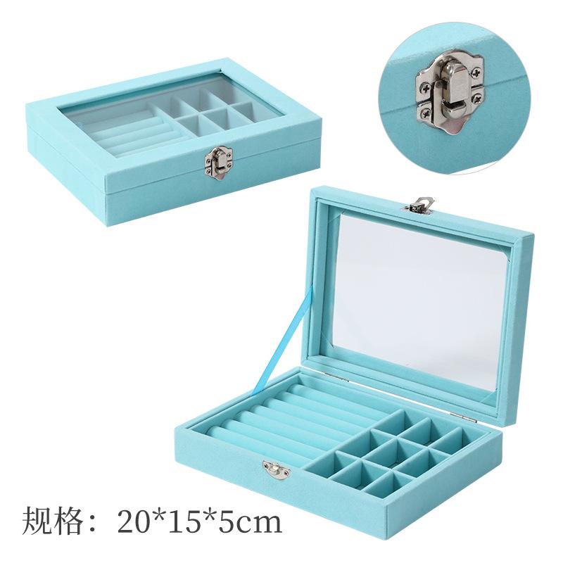 Deluxe Glass Window Jewelry Box with Velvet Interior for Earrings Rings and Bracelets