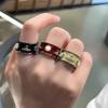 Seiko Empress Dowager White Pearl Punk Couple Ring with Vintage Enamel Glaze