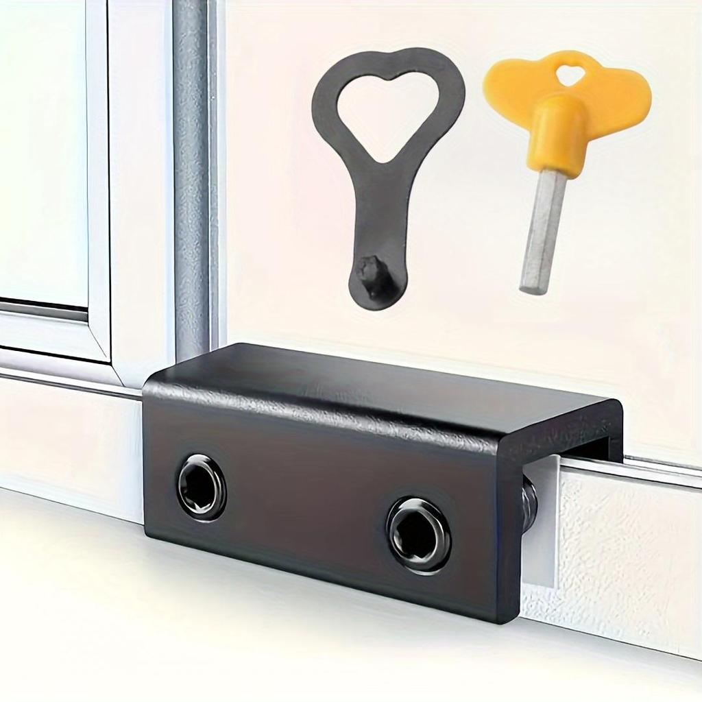 4pcs Set Adjustable Sliding Window Locks - Durable Aluminum Alloy, No-Drill Installation with Wrench & Washer Included, Secure Anti-Theft Protection