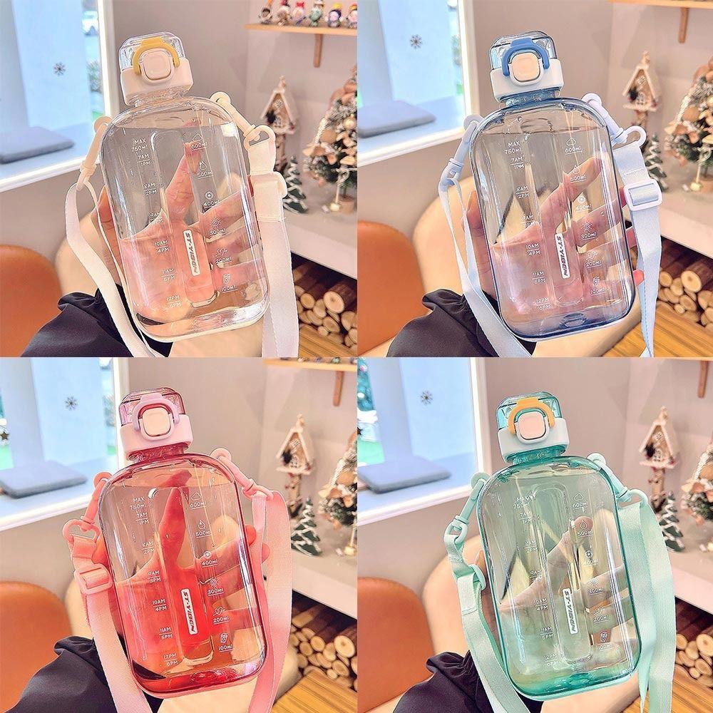 Transparent Sport Drinking Bottle with Adjustable Strap Drinking Cup Plastic Water Bottle  Outdoor