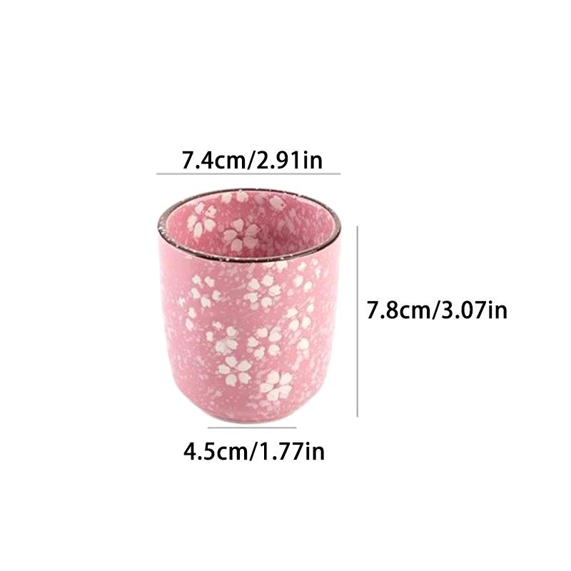 Kung Fu-tekopp i japansk stil, keramik, underglasyrporslin, ägarens underkopp, tekopp i glas, rosa, vit