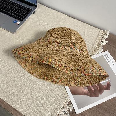 Rainbow Lafite Straw Hat UV Protection Weave Straw Cap Fashion Woven Fisherman Hat  Woman/Female