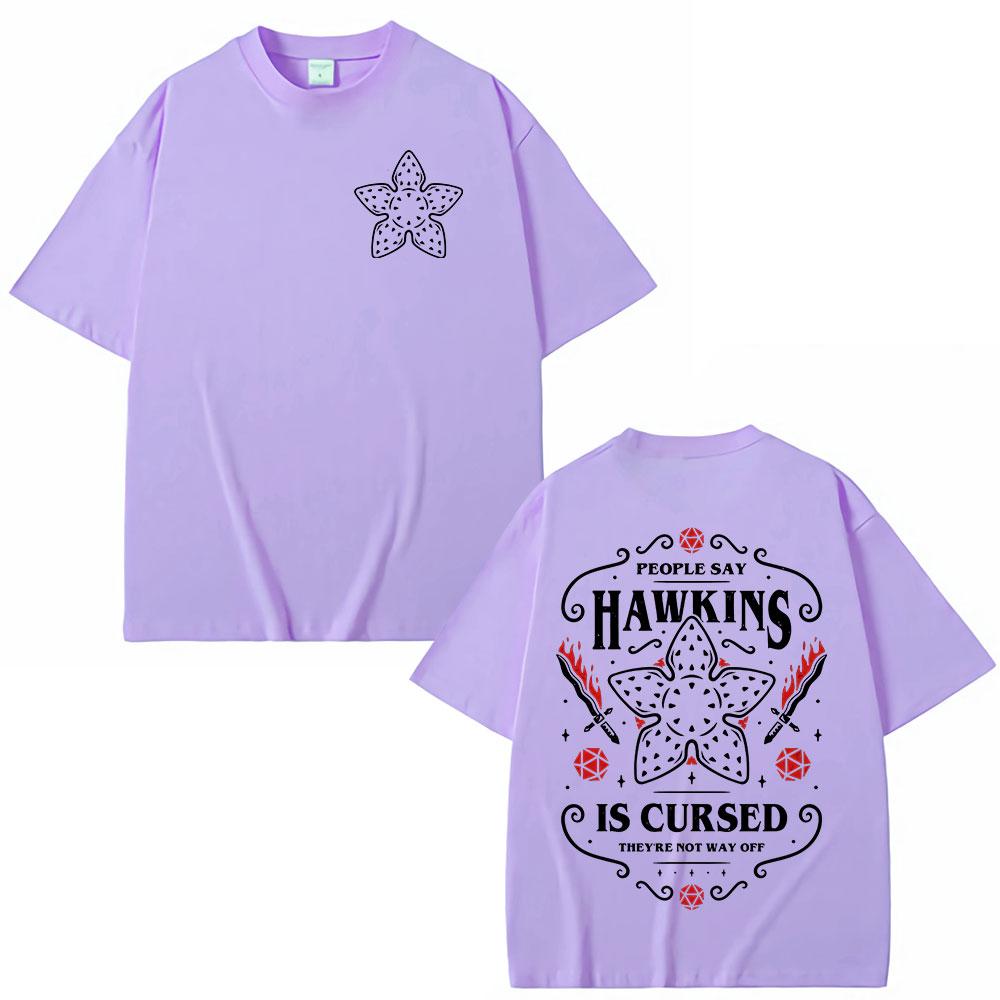 People Say Hawkins Is Cursed Theyre Not Way Off Eddie Munson Demogorgon Tshirt Cannibal Flower Monster Graphic T Shirts Cotton