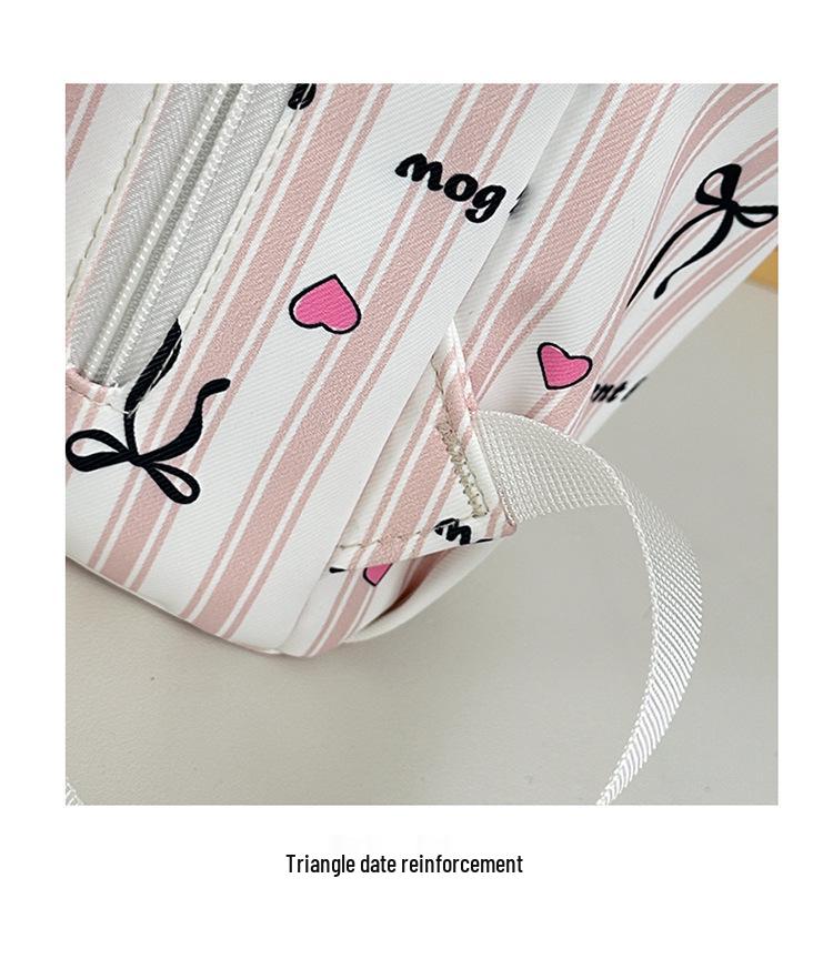 Cute Striped Puppy Bowknot Backpack for Students