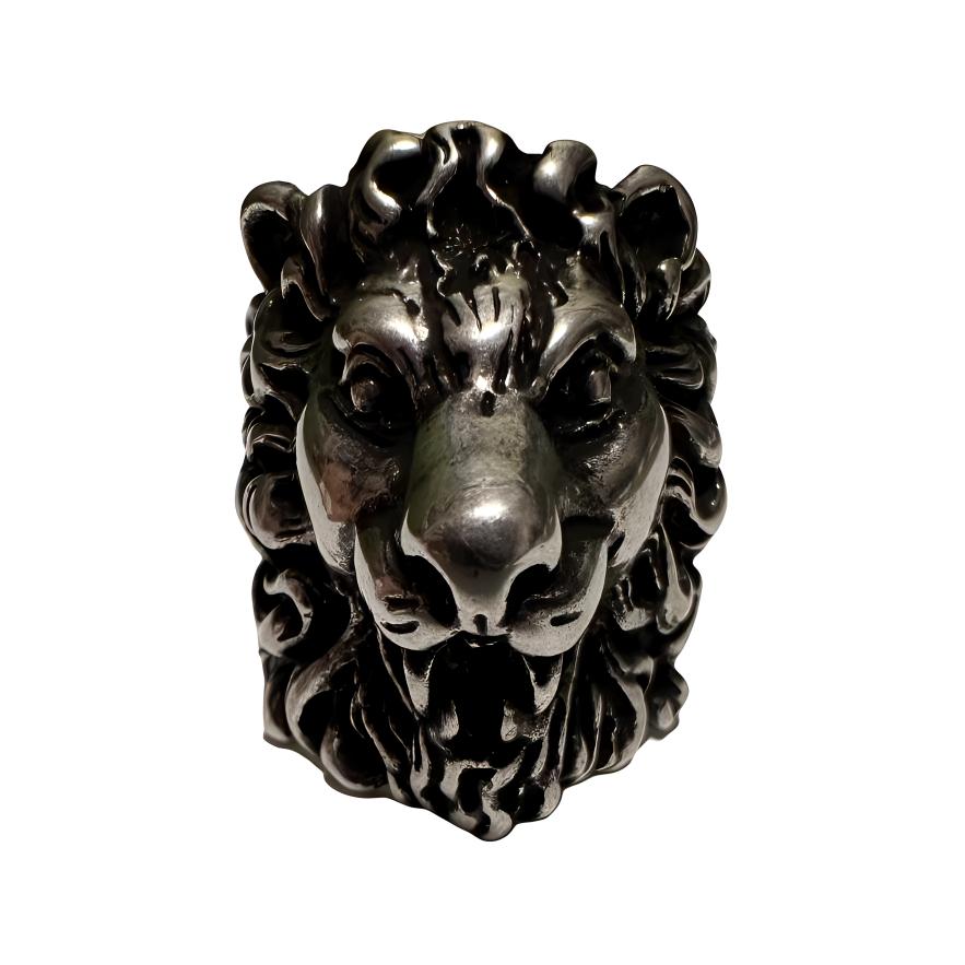 Gucci Lion Head Vintage Distressed Shiny Metal Ring Unisex rings Silver 398601-I4601-8111 13