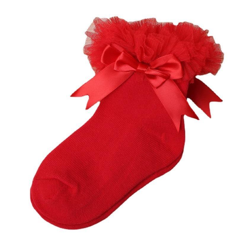 1Pair Lace Floral Baby Socks Toddlers Infants Cotton Ankle Bow Socks