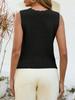 Gilet lavorato all'uncinetto da donna senza maniche con scollo a V corto a bottoni Top estivo in maglia