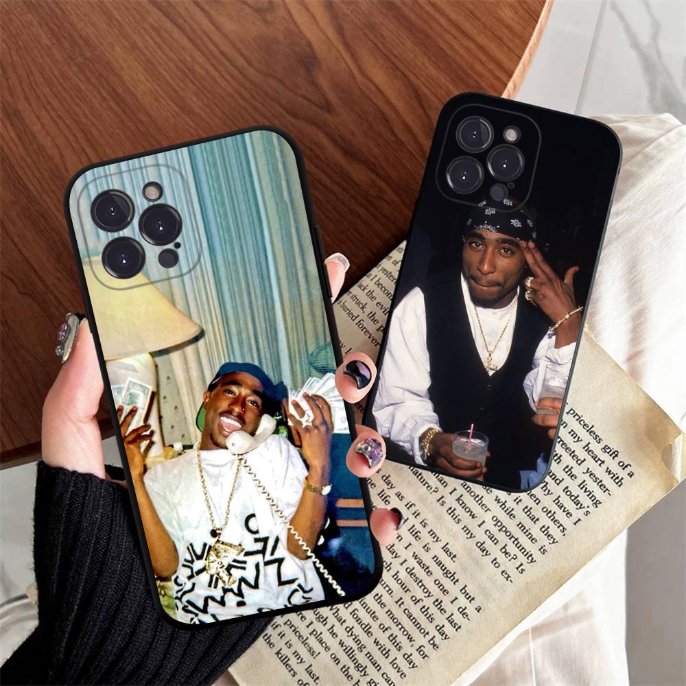 Rapper 2Pac Singer Tupac Square Matte Silicone Case For Iphone17 Air 16 15 14 13 12 11 Pro Max Plus Matte Basic Cover Case