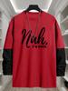 Men's Virtual Layer Long Sleeve Tee, Quick Dry Breathable Tops, Regular Fit for Outdoor Stroll Daily Errands City Commute Weekend Leisure Wear