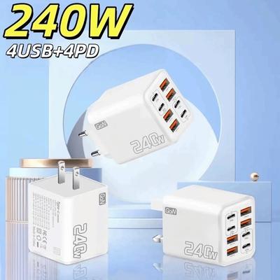 8 Ports Phone Charger Adapter EU/US/UK USB C Charger for Huawei/Xiaomi/Samsung
