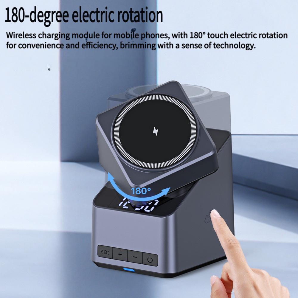 Magnetic 4-in-1 Wireless Charger with Auto-Rotate for Apple Devices, 15W Base