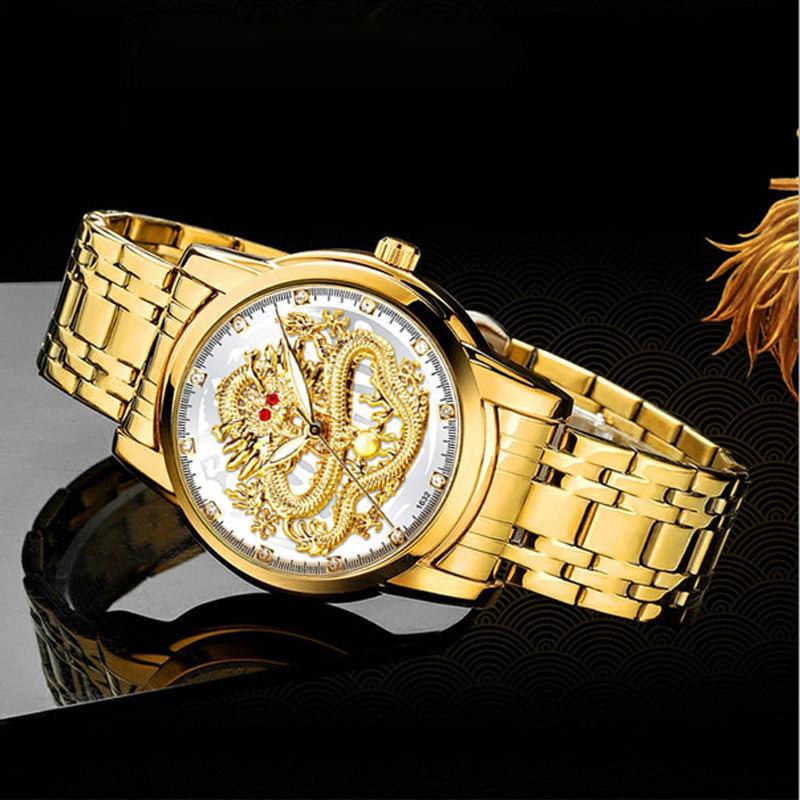 New Fashion Automatic Non-mechanical Waterproof Men's Watch High-grade Gold Dragon Quartz Watch Men's Watch