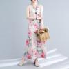 Real Summer New Literary Loose Cotton and Linen Printing Round Neck Sleeveless Dress Women's Medium and Long