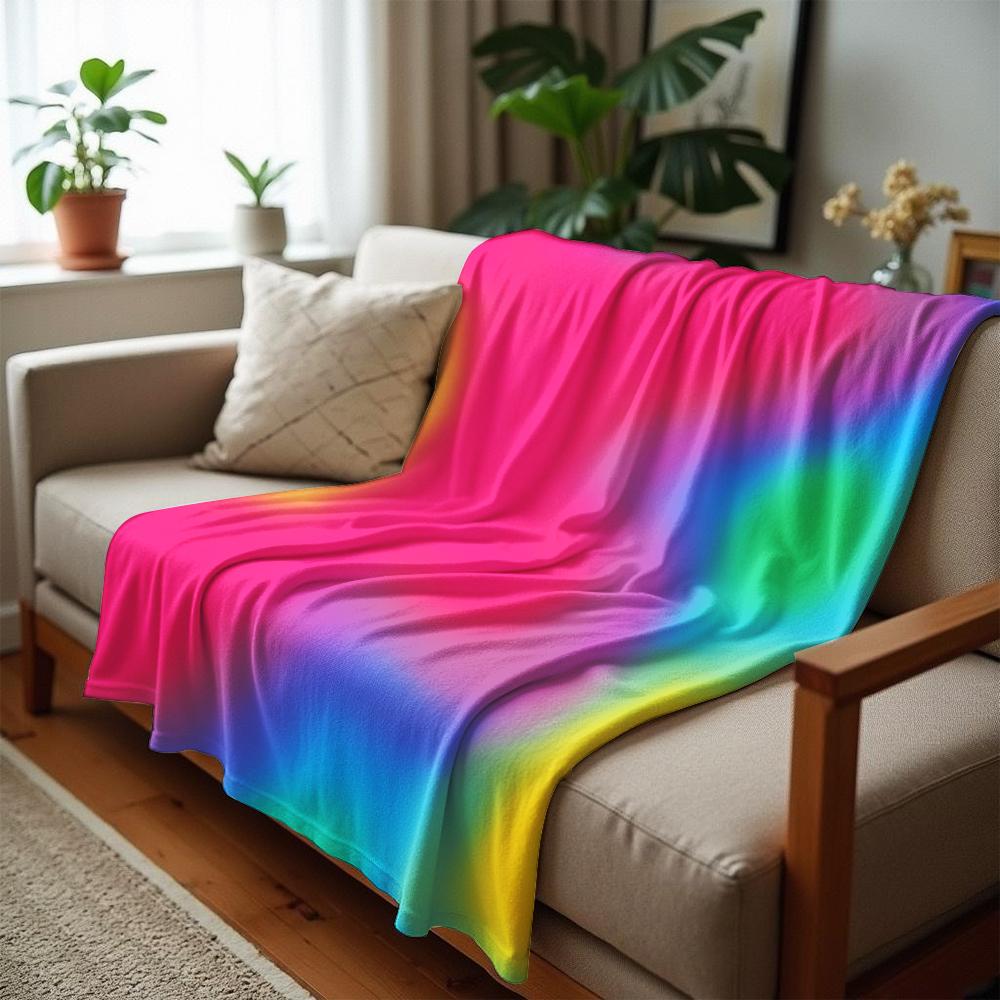 Neon Blurry Gradient Soft Flannel Blanket Breathable Warm Throw for Office Car Sofa Kids Room Birthday Xmas Gift