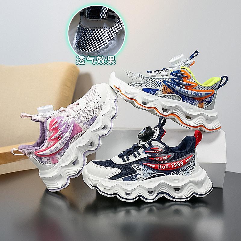 Boys shoes 2025 summer new girls mesh breathable hollow single mesh dad shoes middle older children's sports tide shoes