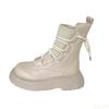 Fashionable Versatile Spring Autumn New Thick Soled Height Increasing Lace Up Short Boots Elegant Simple Women's Shoes
