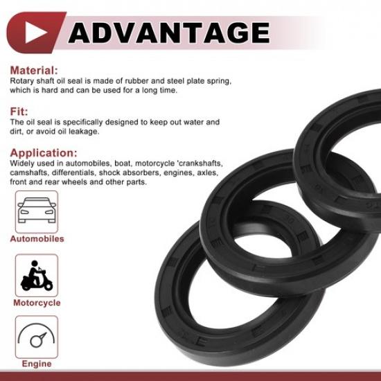 Rotary Shaft Seal Oil Seal Nitrile 70 Durometer Rubber 30x44x7mm Black 5 Pcs