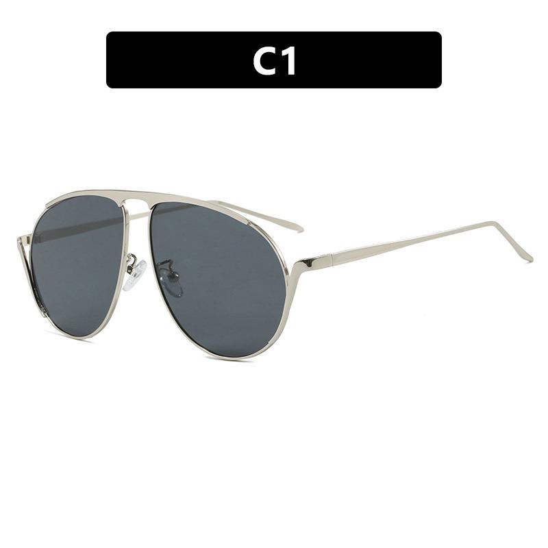 Punk Sunglasses Oversized Oval Pilot Metal Sun Glasses for Beach Travel Women Men Outdoor Driving Shades Frog Sunglasses UV400