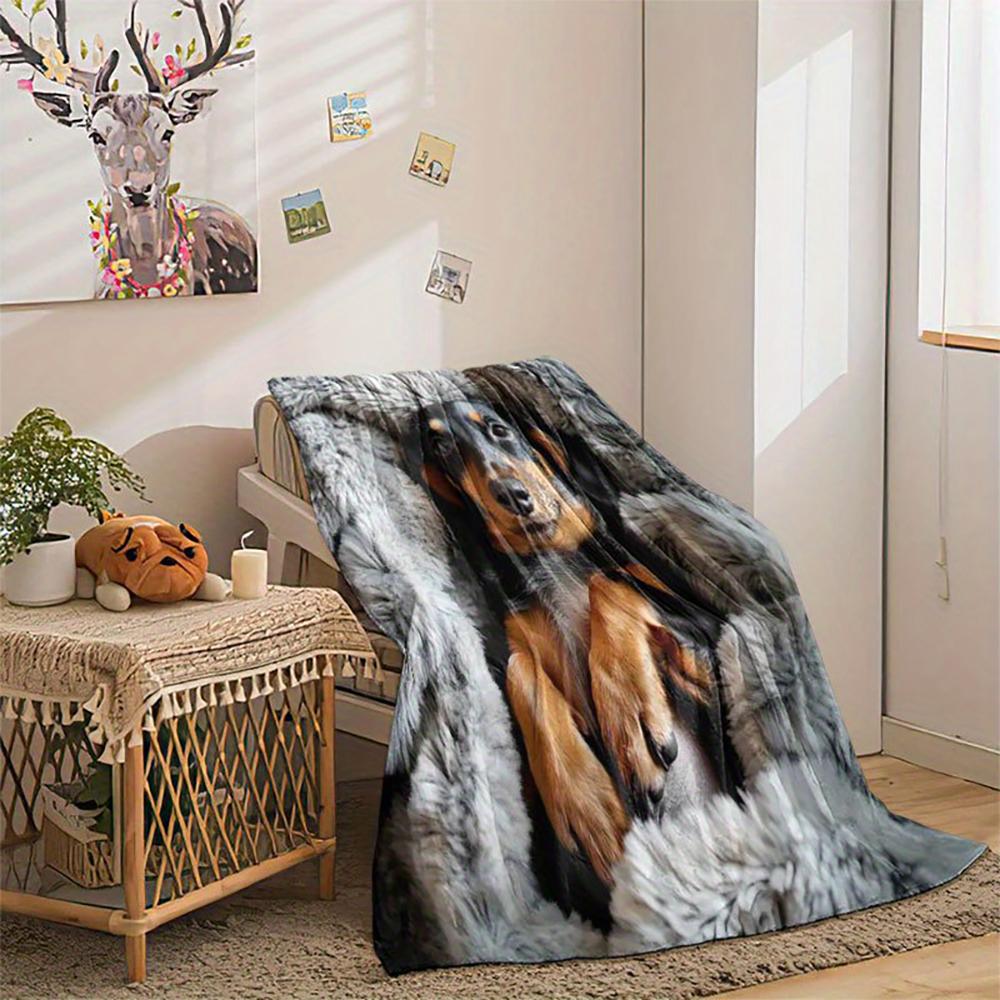 Dog Print Furry Blanket , Warm and comfortable throw blanket sofa bed sofa camping trip, the best gift.