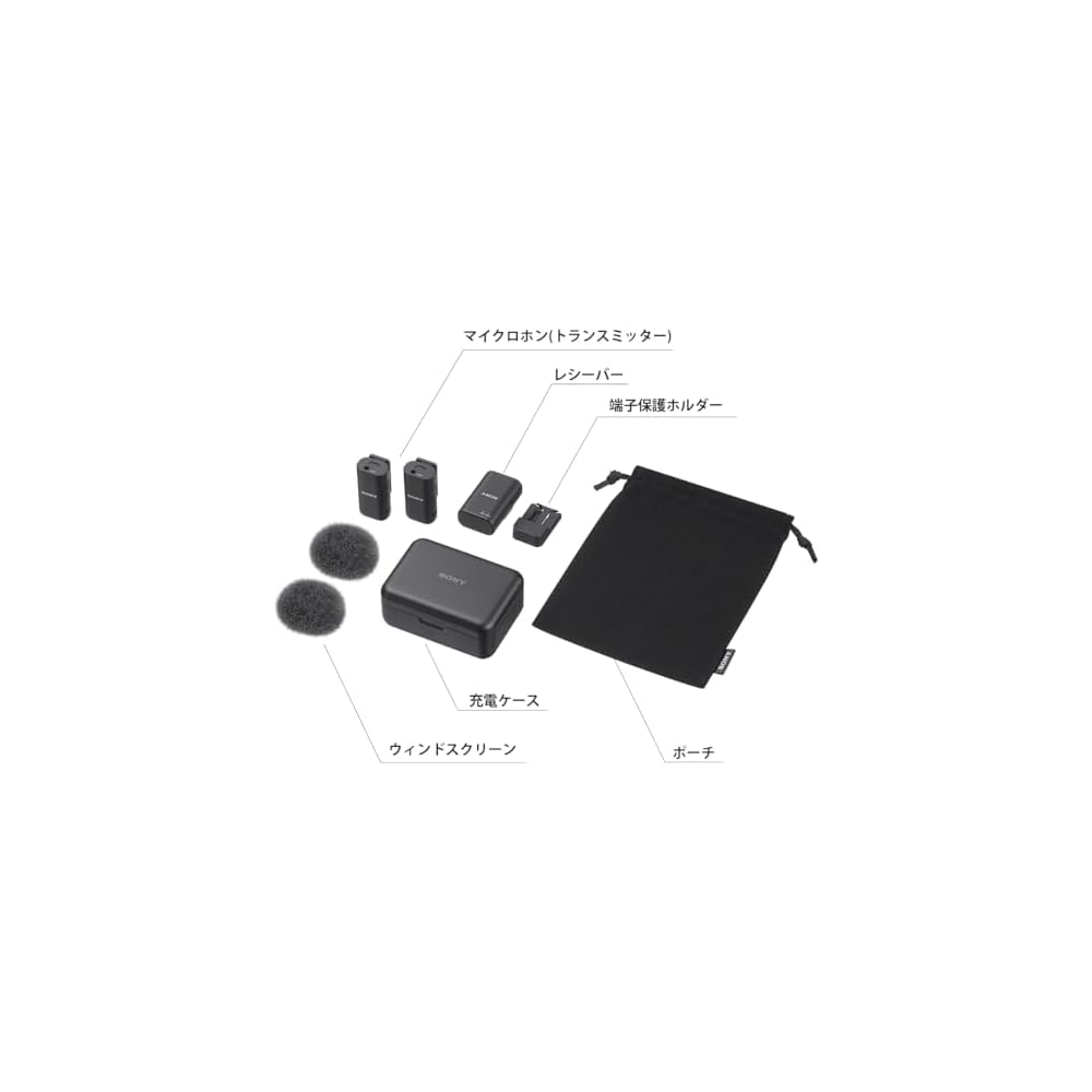 SONY Wireless Microphone for Cameras (2 Microphones + Receiver + Charging Case) - Ideal for Indoor and Outdoor Vlogging, Live Streaming, Video Intervi