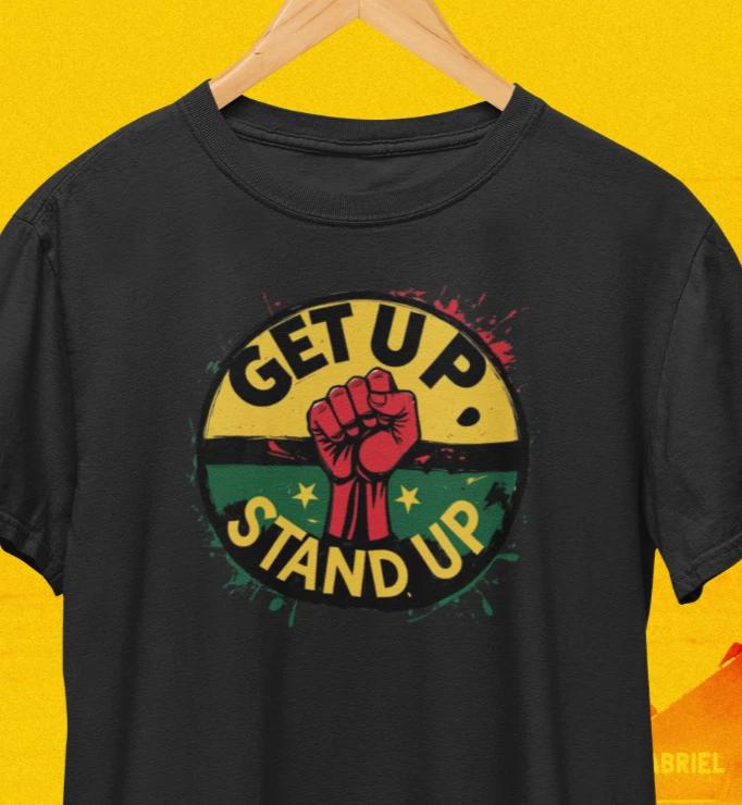 Get Up Stand UpT-Shirt / Bob Marley Freedom Rights Protest Reggae Tee 2XL