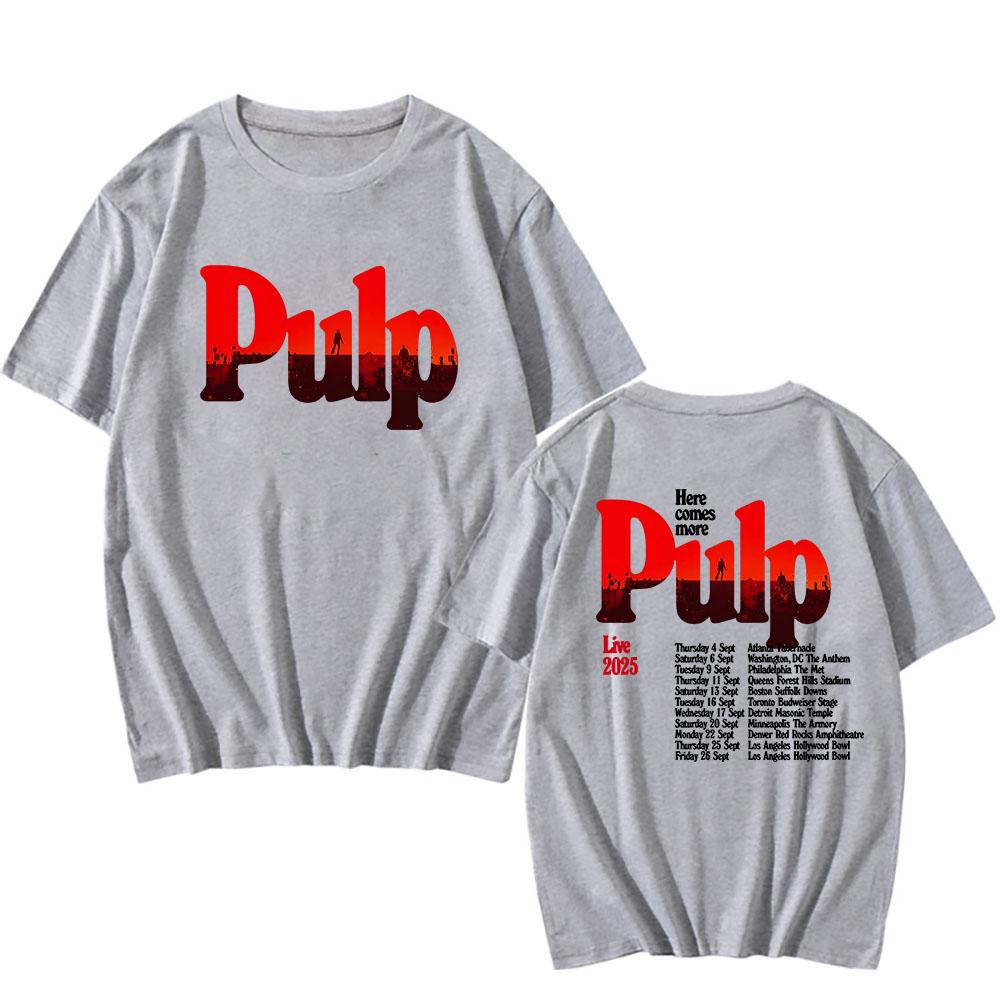 Więcej Koszulka z Trasy 2025 Czarna Pulp Rock Band Daty Koncertów Koszulki Letnia Bawełniana Koszulka z Krótkim Rękawem dla Mężczyzn Hip Hop Grunge Męska Koszulka