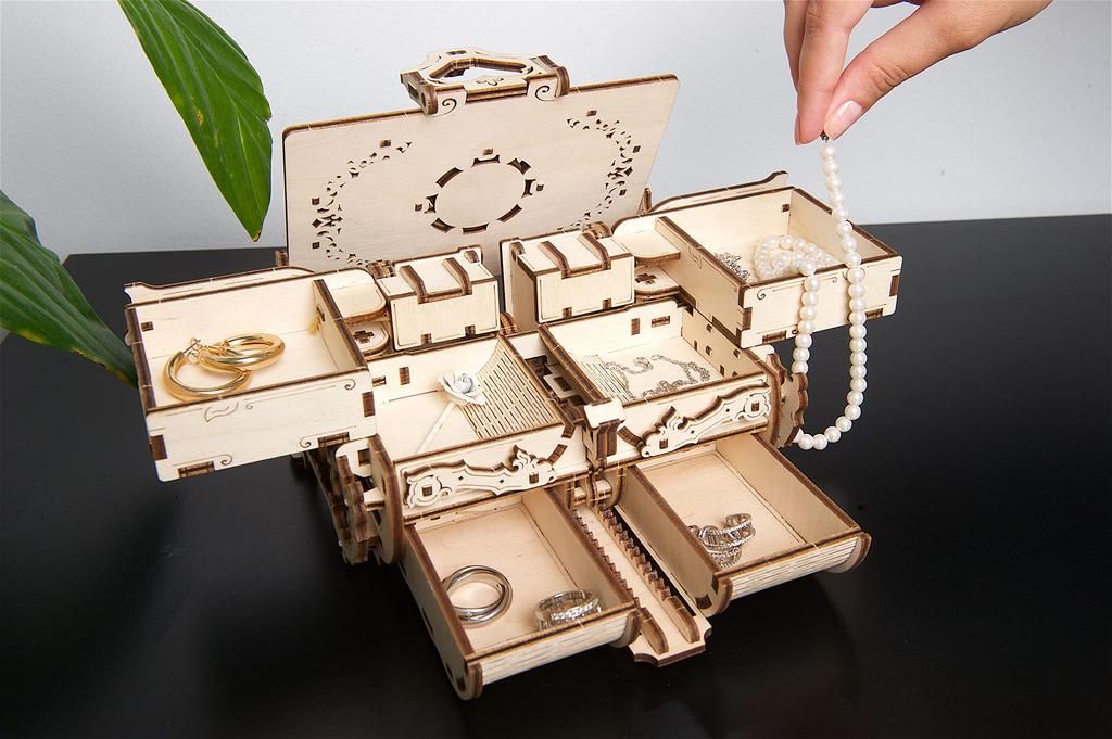Ugears Antique Box Wooden Building Blocks DIY Puzzle Assembly Toy for Imagination and Creativity