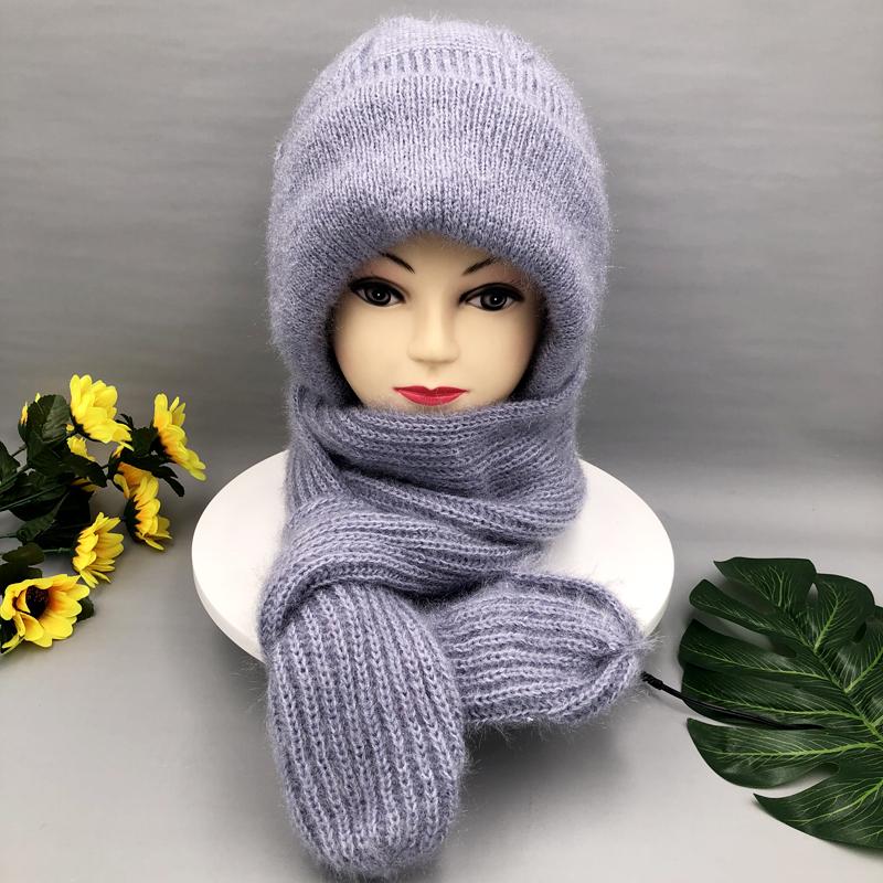 Frauen Winter Gestrickte Kapuze Hut Schal Kappe Dicke Warme Outdoor Stilvolle Schal Hüte Weibliche Herbst Headwear Mädchen Mode Elastische Mützen