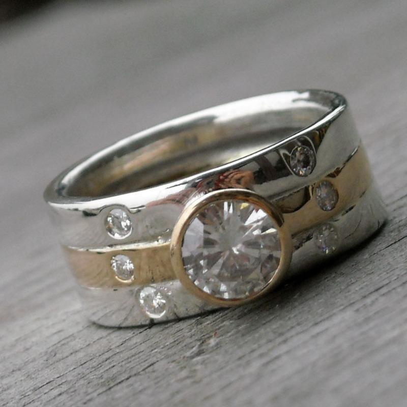 Vintage Inleg Wit CZ Damesring Etnisch Tweekleurig Geometrisch Dagelijkse Slijtage Feest Sieraden Jubileum Cadeau