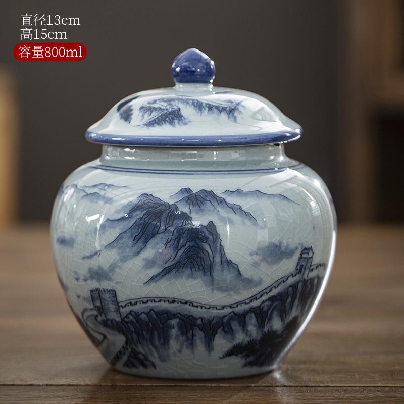 Ceramic Tea Jar Tea Sealed Storage Jar Blue and White Porcelain Retro Home Teaware Warehouse Travel Jars Tea Sugar Coffee Boxes