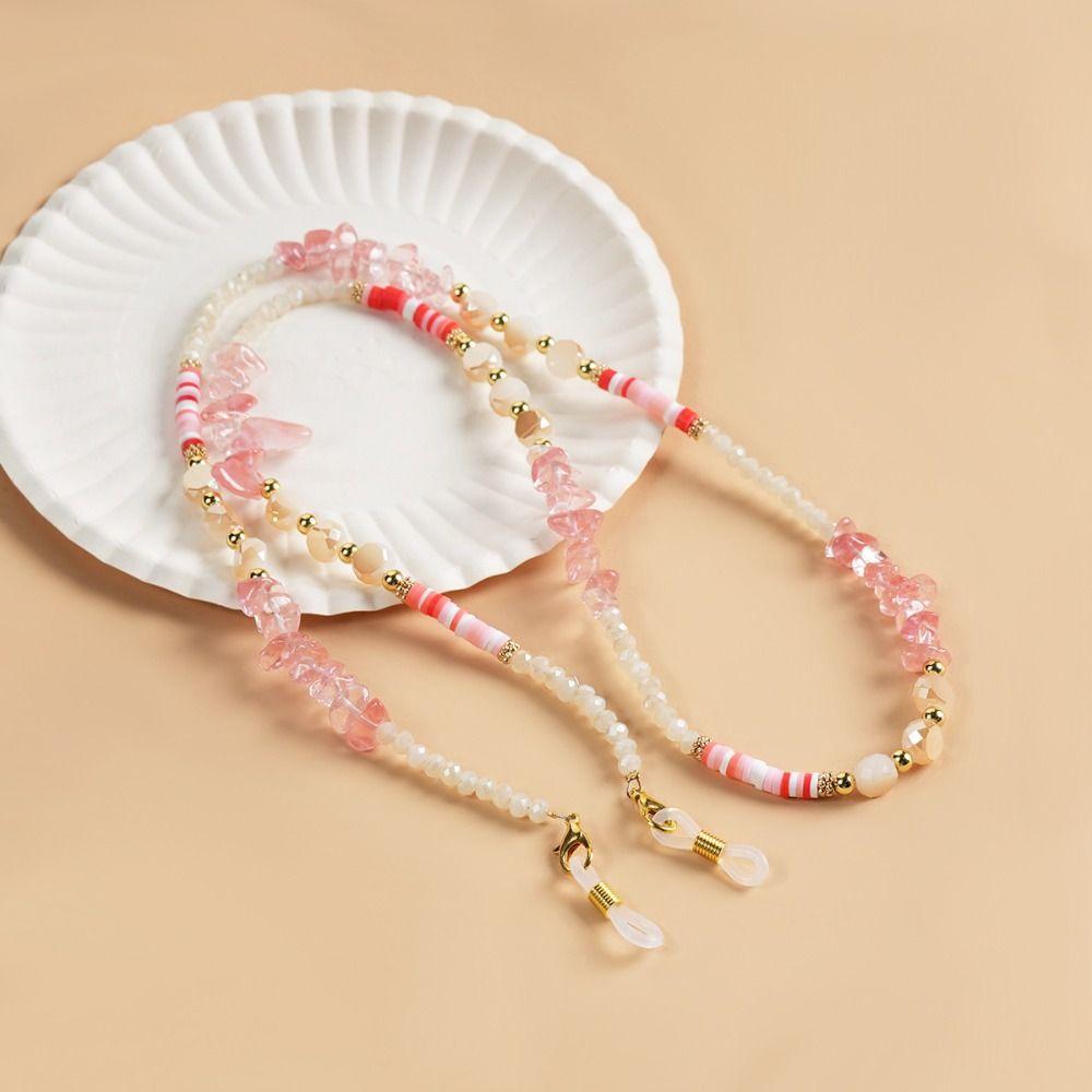 Crystal Eyeglass Holder Necklace Colorful Eyeglass Lanyard Beads Glasses Chain  Women Accessories