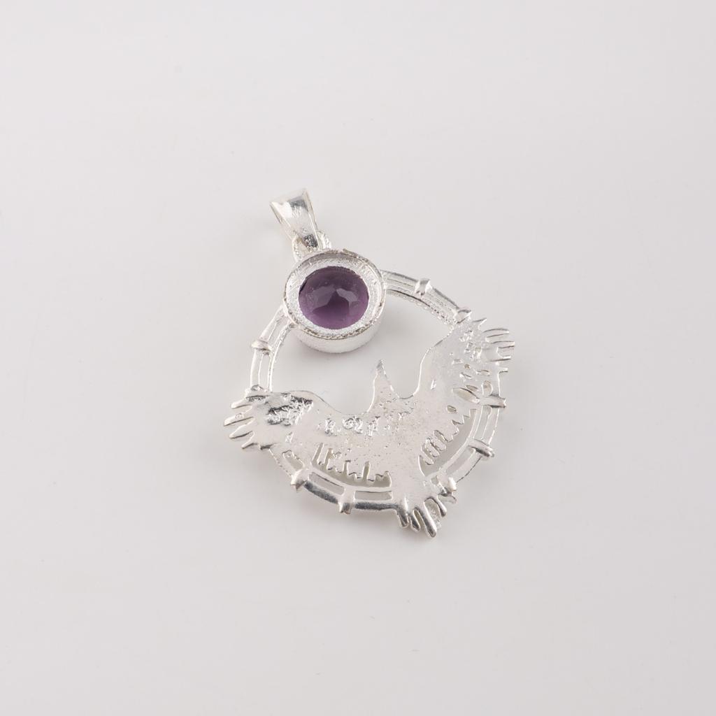 Amethyst Gemstone 925 Sterling Silver Jewelry Pendant 1.43" For Wedding Gift CP-38-14