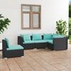 Vidaxl 5-Cz. Set da Salotto per Giardino, Cuscini, Rattan Nero PE
