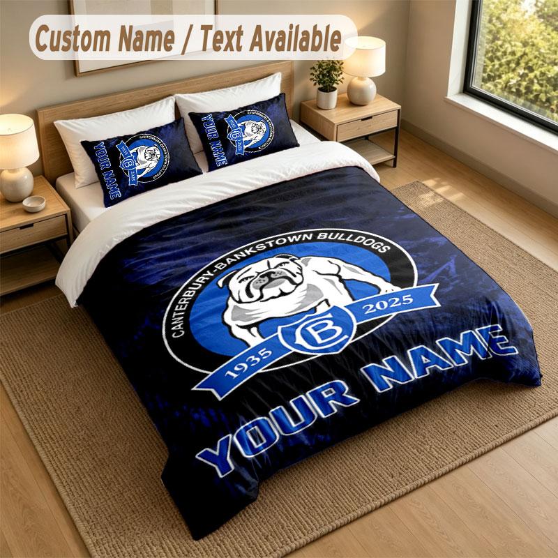 Bedding Set 1 Duvet Cover 2 Pillowcases Canterbury-Bankstown Bulldogs Print Soft Bed Linen Bedroom Decor