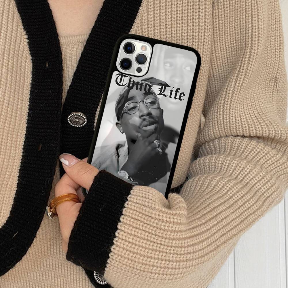 2Pac Hip Hop Singer PC+TPU Protective Phone Case For IPhone 17 16 Pro Max 15 Plus 14 13 12 11 Cover