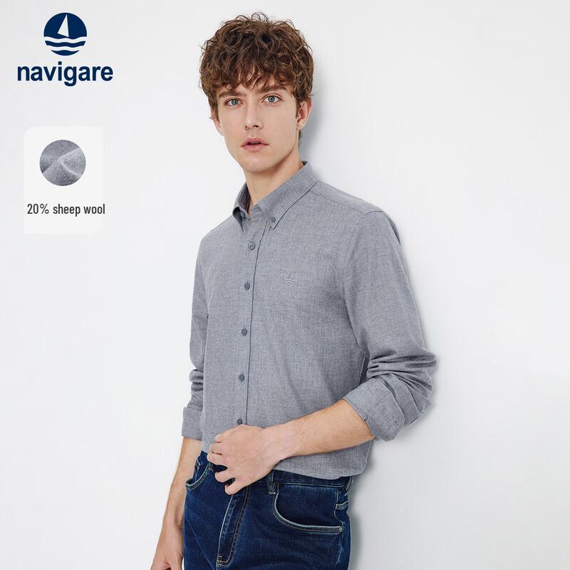 

Navegaire Men s Wool Blend Long-Sleeve Button-Down Shirt L
