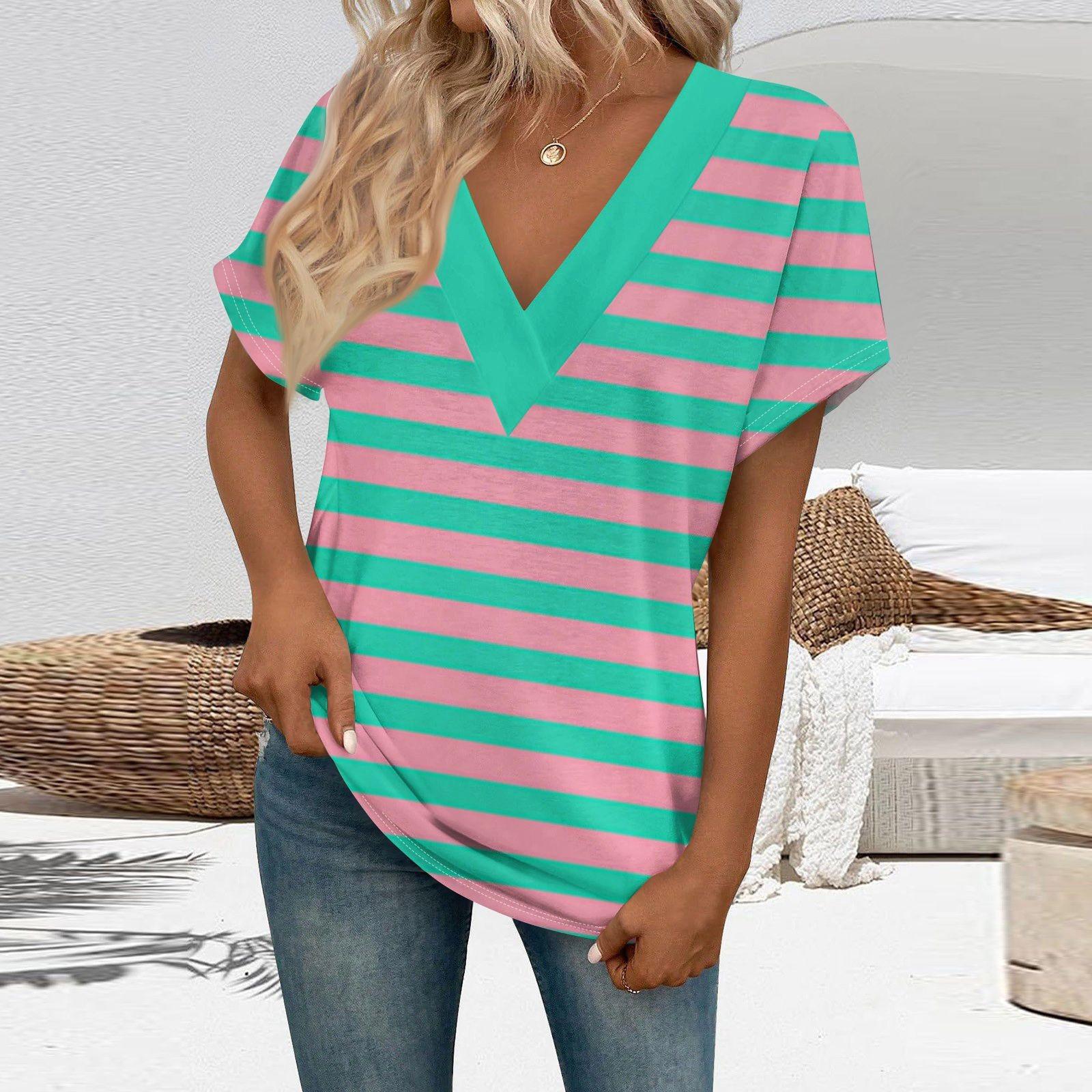 

Футболки с коротким рукавом, футболки с v-образным вырезом, женские модные топы, модные легкие, мягкие повседневные летние наряды XL