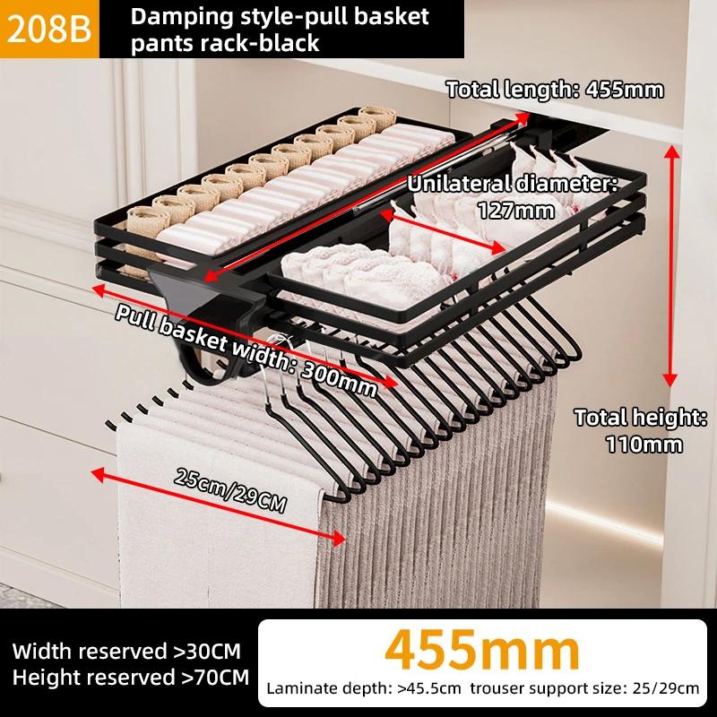 

For Porte-pantalons Télescopique En Alliage D aluminium, Pour Chambre À Coucher, Amortissement Push-pull, Support Suspendu Pour